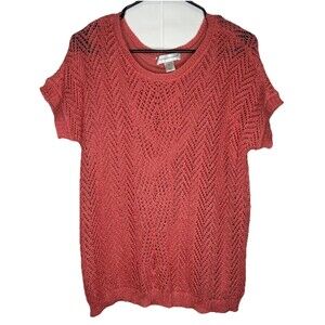 Christopher & Banks Women’s Short Sleeve Sweater Blouse Salmon Size Medium NWT